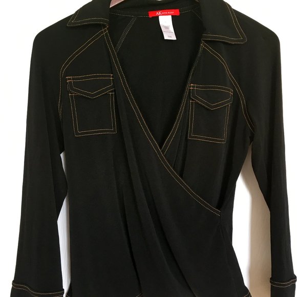 Anne Klein wrap top - black - Picture 1 of 7